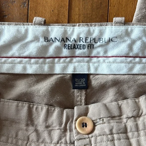 Banana Republic Tan Relaxed Fit Linen Blend Pants Inseam 28" Size 31/30 - Picture 4 of 5